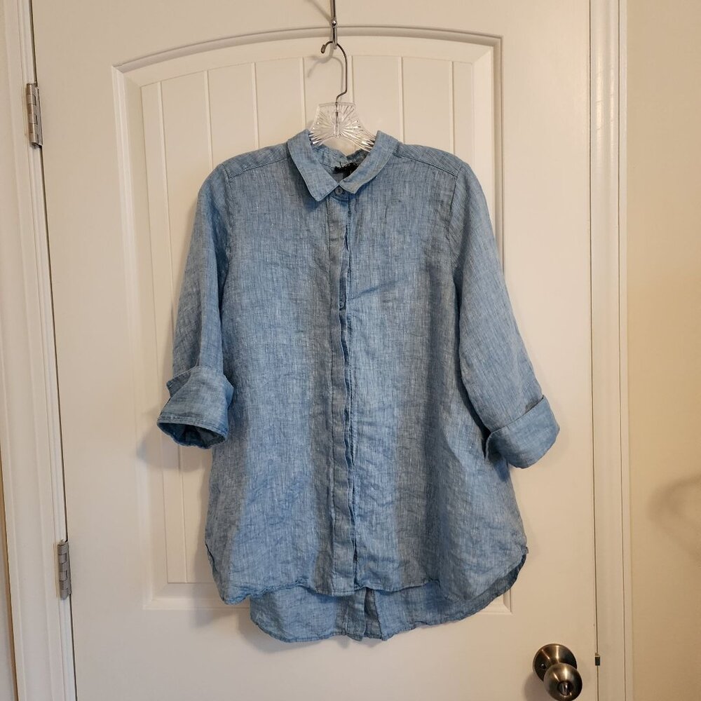 Bo Ho Chic Ladies Linen Blue Top Size Large